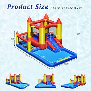 Gymax Inflatable Water Slide Castle Kids Bounce House Indoor and Outdoor without Blower GYM09597