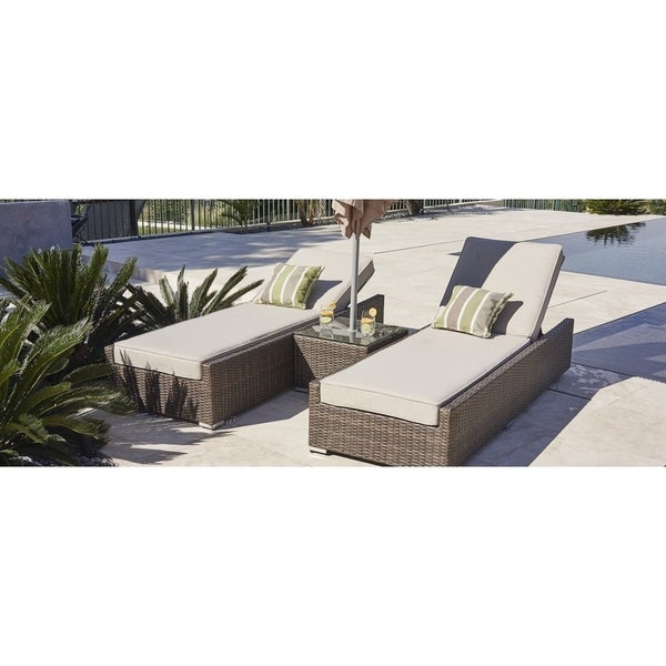 3-piece Outdoor Sun Chaise Lounger Set Wicker Patio Chairs and Side Table by Moda Furnishings