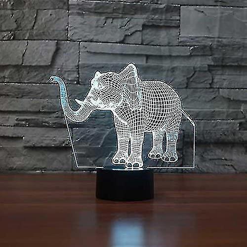 3d Novelty Elephant Night Light Touch Switch 7 Color Change Led Table Desk Lamp Acrylic Flat Abs Bas