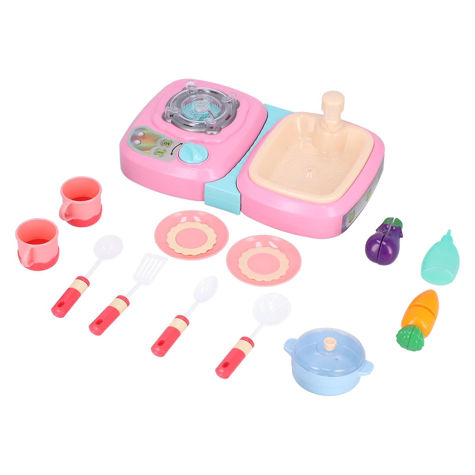 Play Kitchen Sink Toys Color Changing Kitcher Sink Toys With Cookware Pot And Pan Play Food Dishes Accessoriesvegetable Sink + Stove