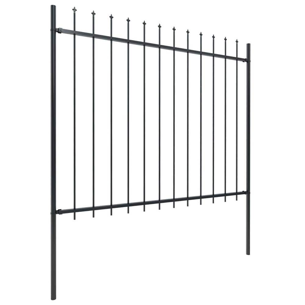 Movisa 59.1 in. steel Garden Fence with Spear Top Black Y-MVDOELTWW