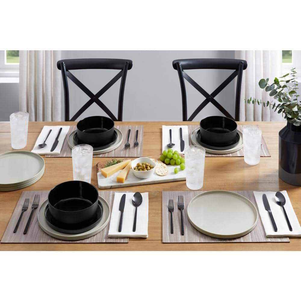 Home Decorators Collection Trenblay Melamine Dinner Bowls in Charcoal Black (Set of 6) TPL5073MBBLK