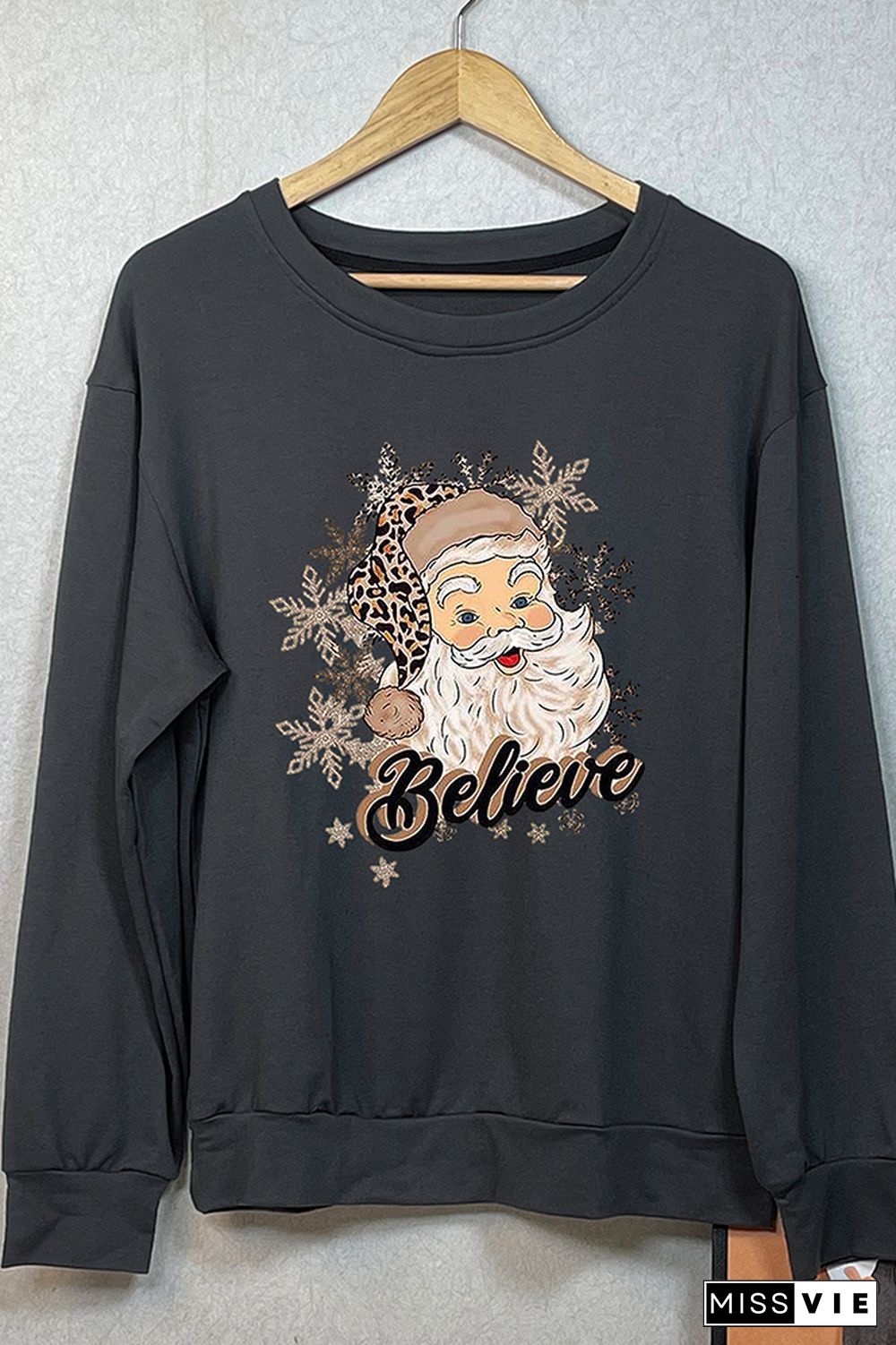 Santa Claus Believe Pullover Longsleeves Sweatshirt Women Wholesale