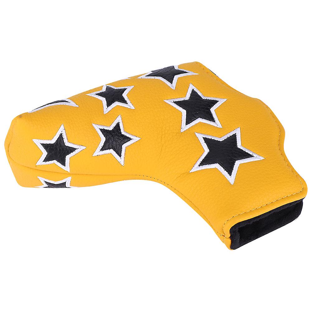 L Shape Pu Leather Star Embroidery Semicircular Waterproof Thicken Plush Golf Putter Head Cover Club Headcovers Accessoryyellow