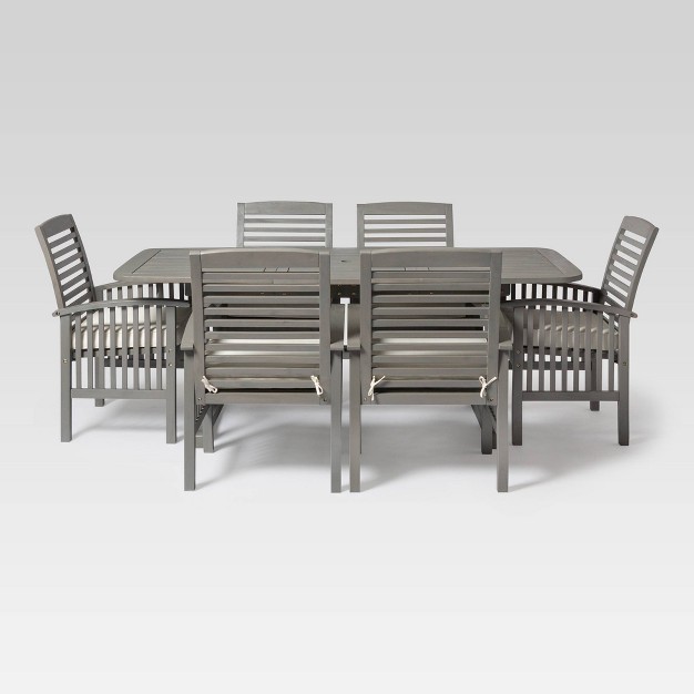 Ravenscroft 7pc Acacia Wood Patio Dining Set With Expandable Table Gray Wash Saracina Home