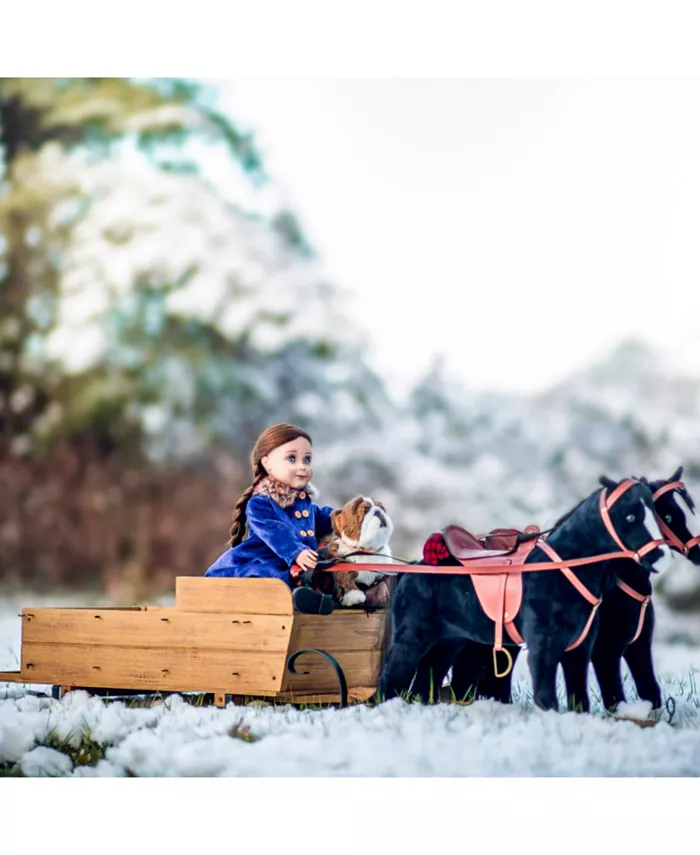 The Queen's Treasures 18 Inch Doll Furniture and Accessories  Little House on The Prairie Covered Wagon and Sleigh Conversion Kit! Fits 2 Dolls and 2 Horses.  Compatible For Use With American Girl Dolls