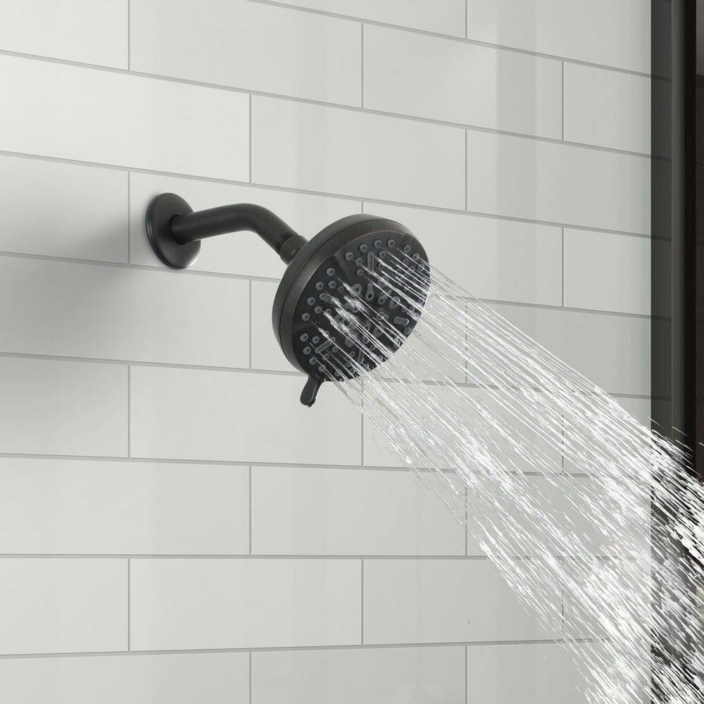 Tahanbath 5-Spray Patterns with 2.5 GPM 5 in. Wall Mount Rain Fixed Shower Head in Oil Rubbed Bronze WF-TWSHA015-5ORB-KXC