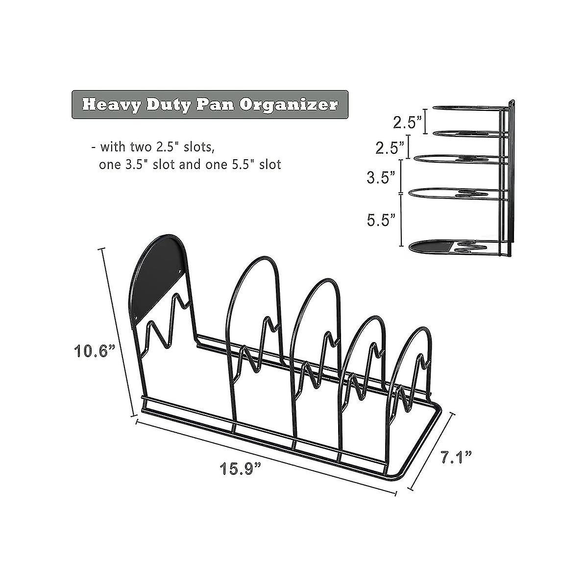 Heavy Duty Pot Rack Organizer， 5 Tier Rack Holder， Holds Iron Skillets， Dutch Oven， Frying ， Griddl