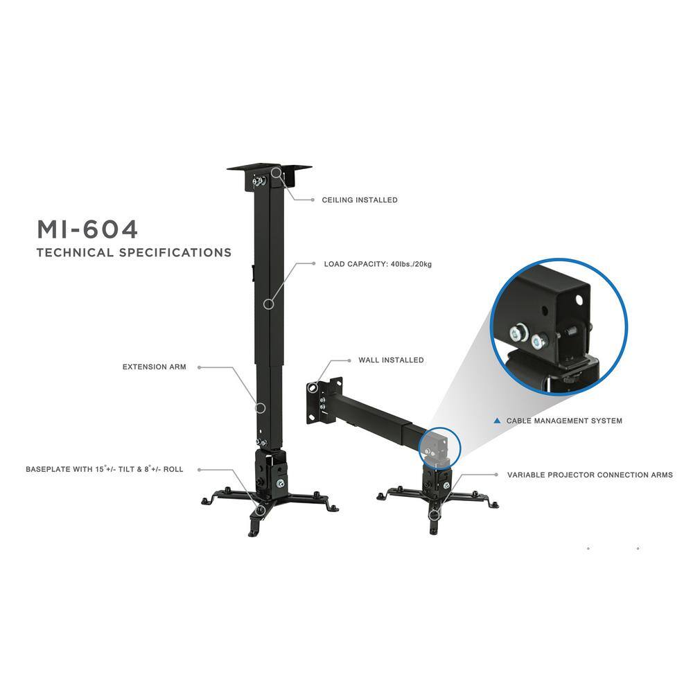 mount-it! Full Motion Projector Wall and Ceiling Mount MI-604