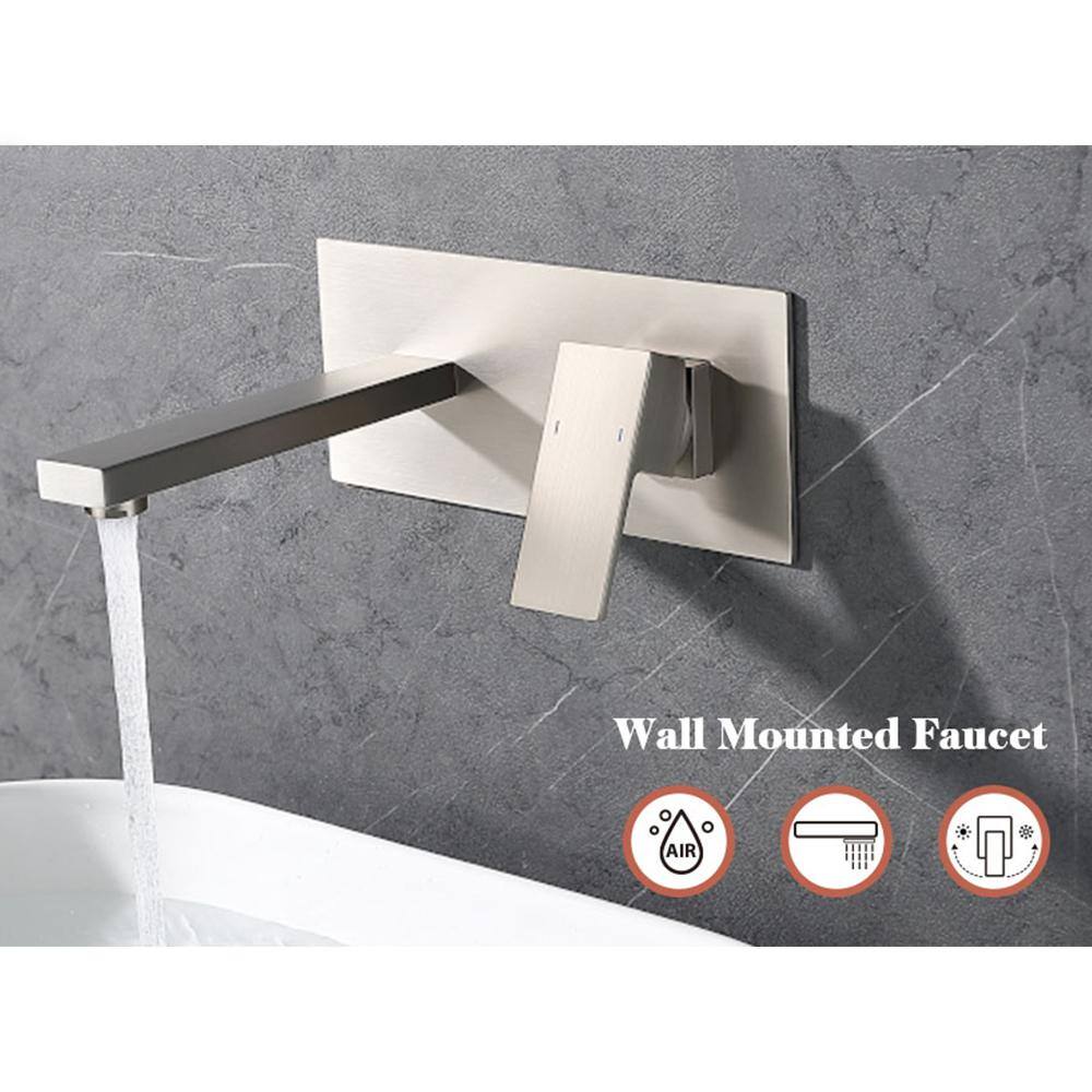 FORCLOVER Single-Handle Wall Mount Bathroom Faucet in Brushed Nickel DRMONM-01BN