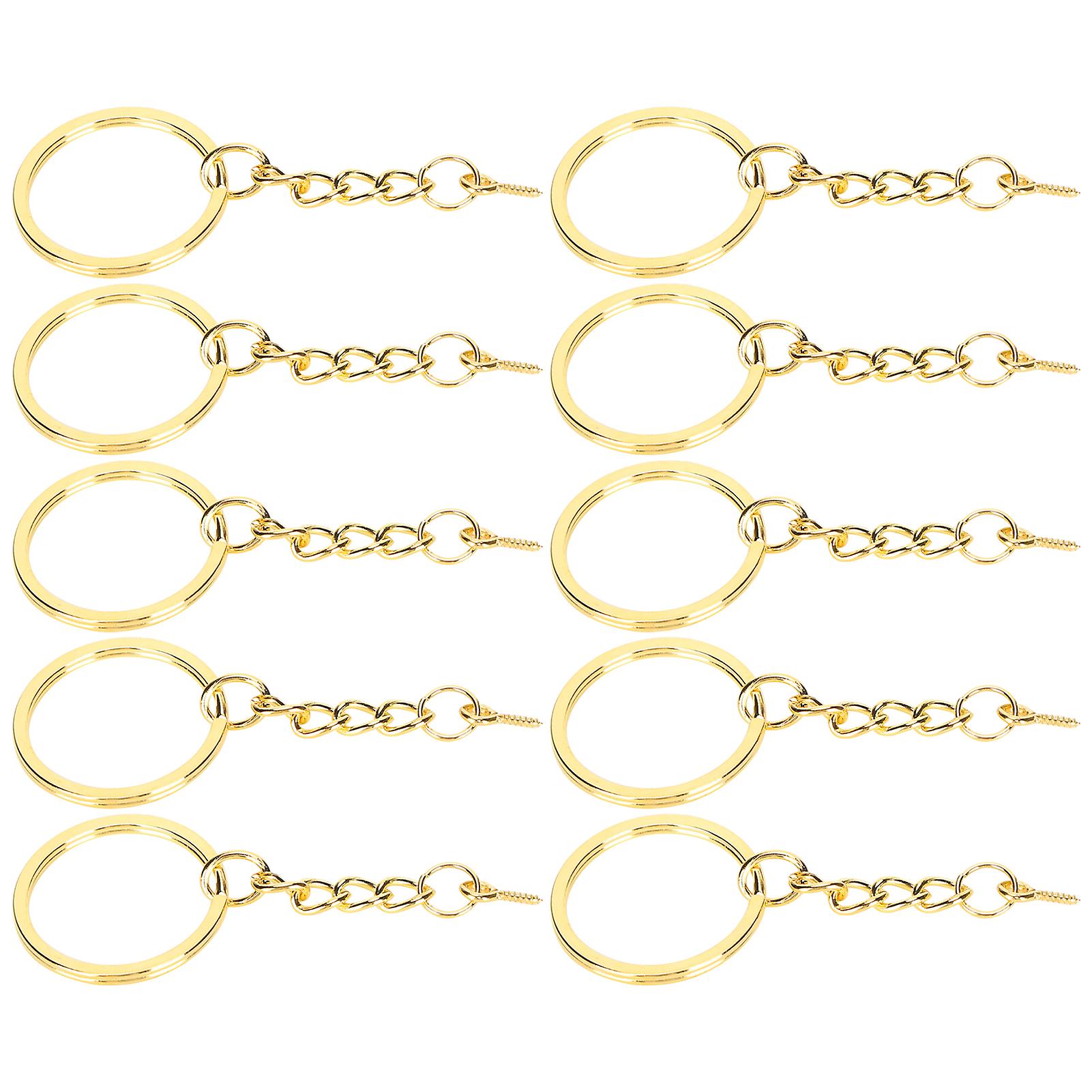 10pcs Key Ring Alloy Key Chain Ring Parts With Screw Eye Pin Connector Diy Accessoriesgold 30mm / 1.2in