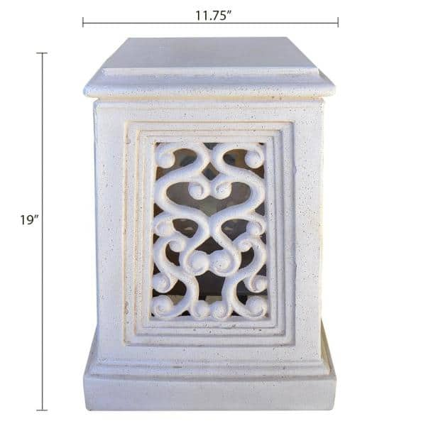 MPG 19 in. H Aged White Cast Stone Fiberglass Pedestal PF7423AW