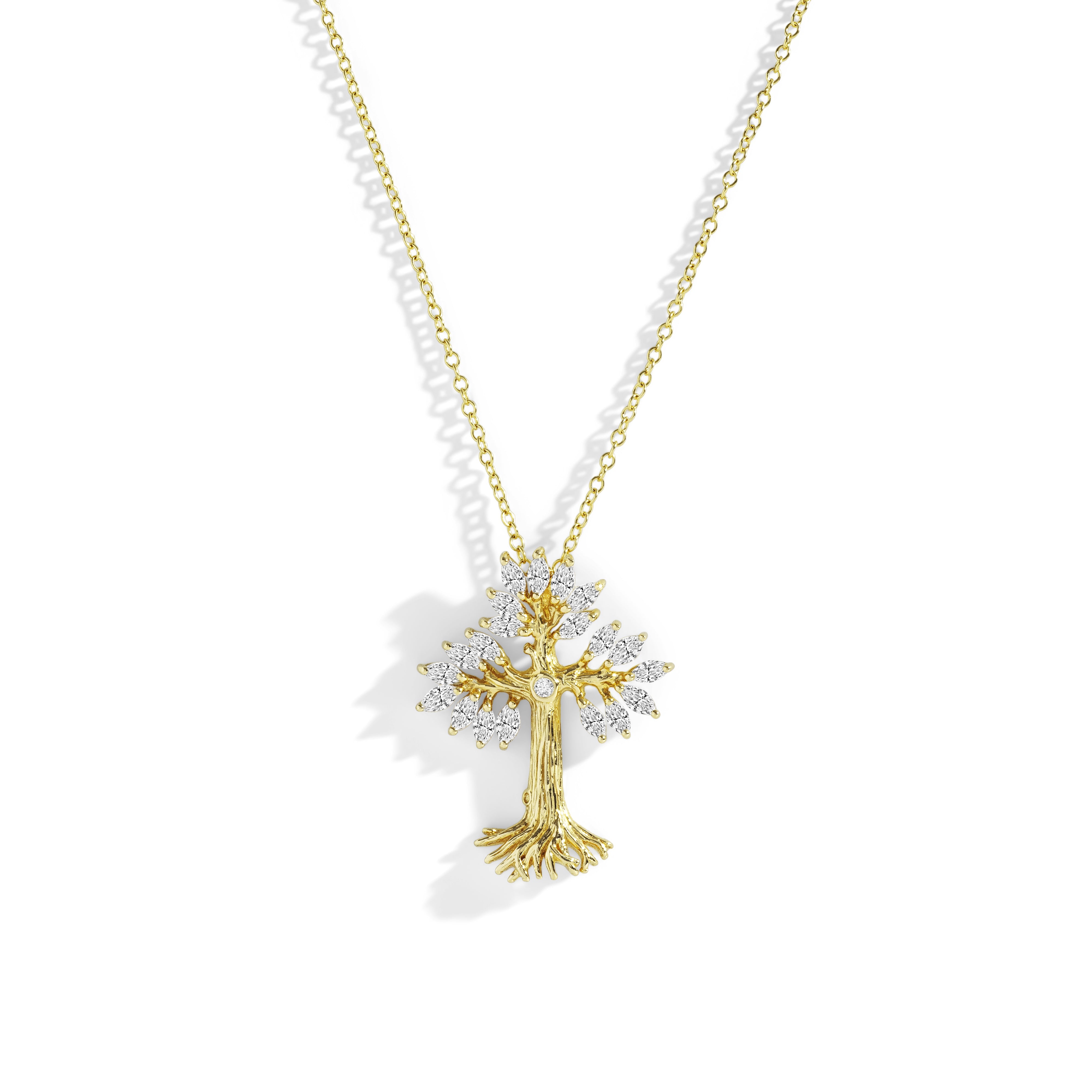 Armenian Tree of Life 25mm Cross Pendant Necklace with Diamonds