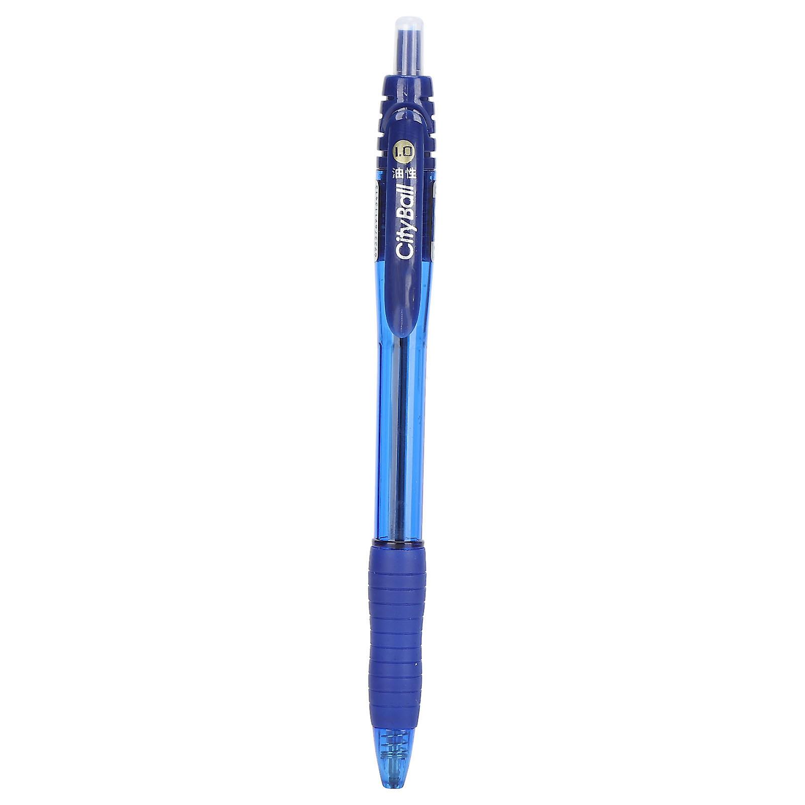 Ballpoint Pen Pressed Type Flexible Oily Ballpoint With Pen Clip Office Stationery 1.0mmblue