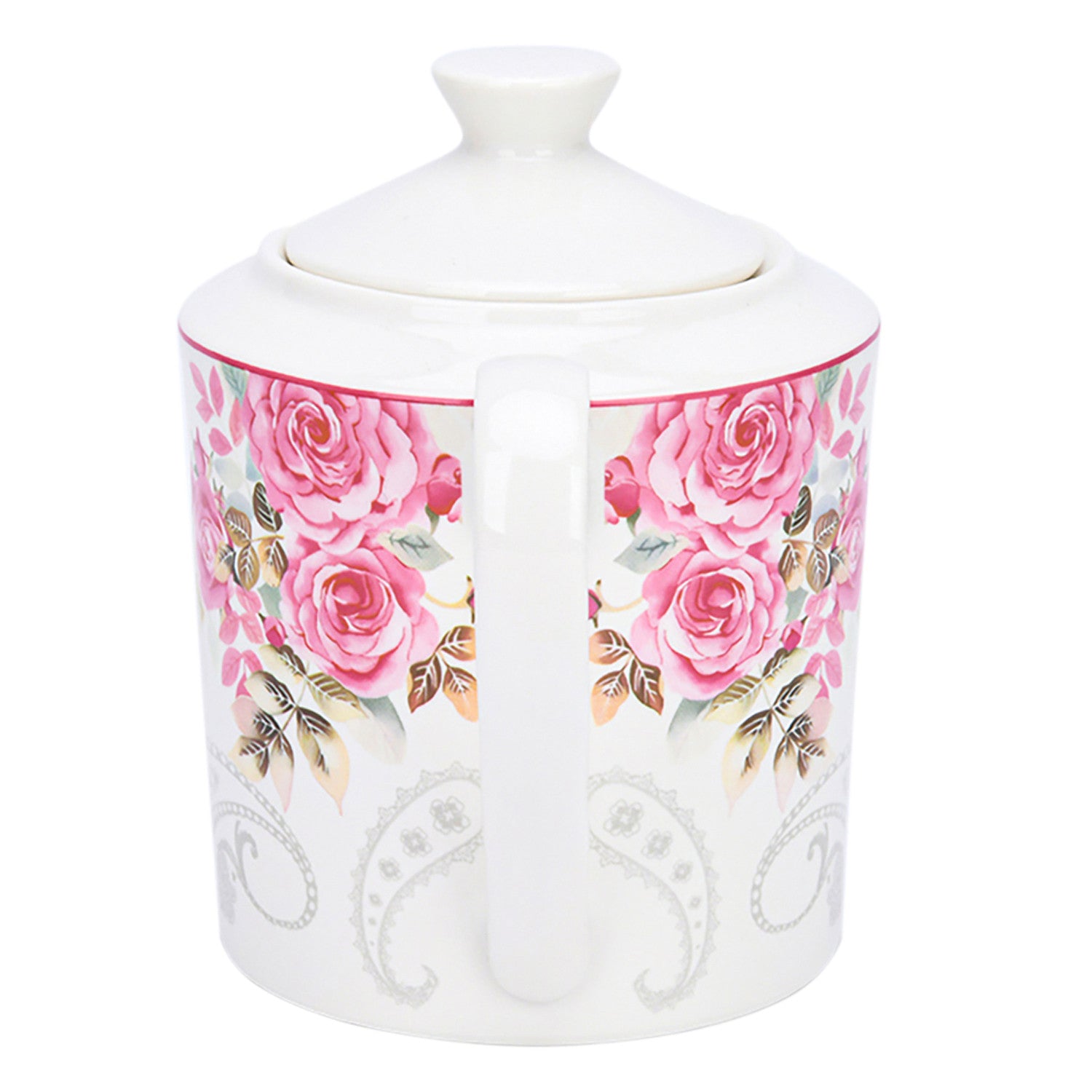 Bone China Teapot Floral Teapot 1.15-qt. (1.1 L) Rose Garden Tea Pot Tea Brewer for Tea or Coffee Tea Kettle Kitchen Tea Pot