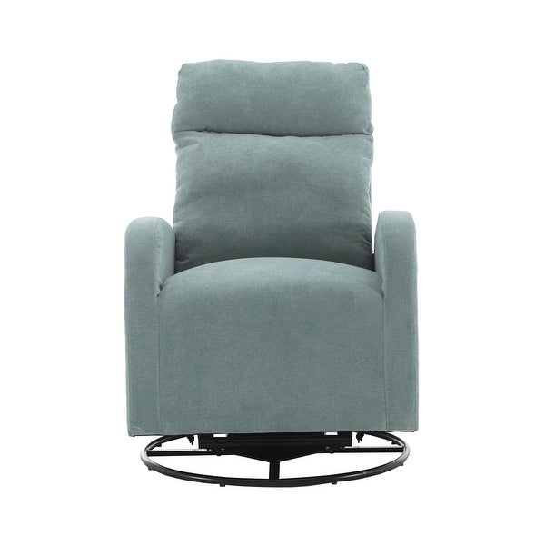 Swivel Rocking Chair Modern Accent Chairs with 1 Left Bag and Lounge Upholstered Swivel Glider Arm Chairs Sofa， Light Blue