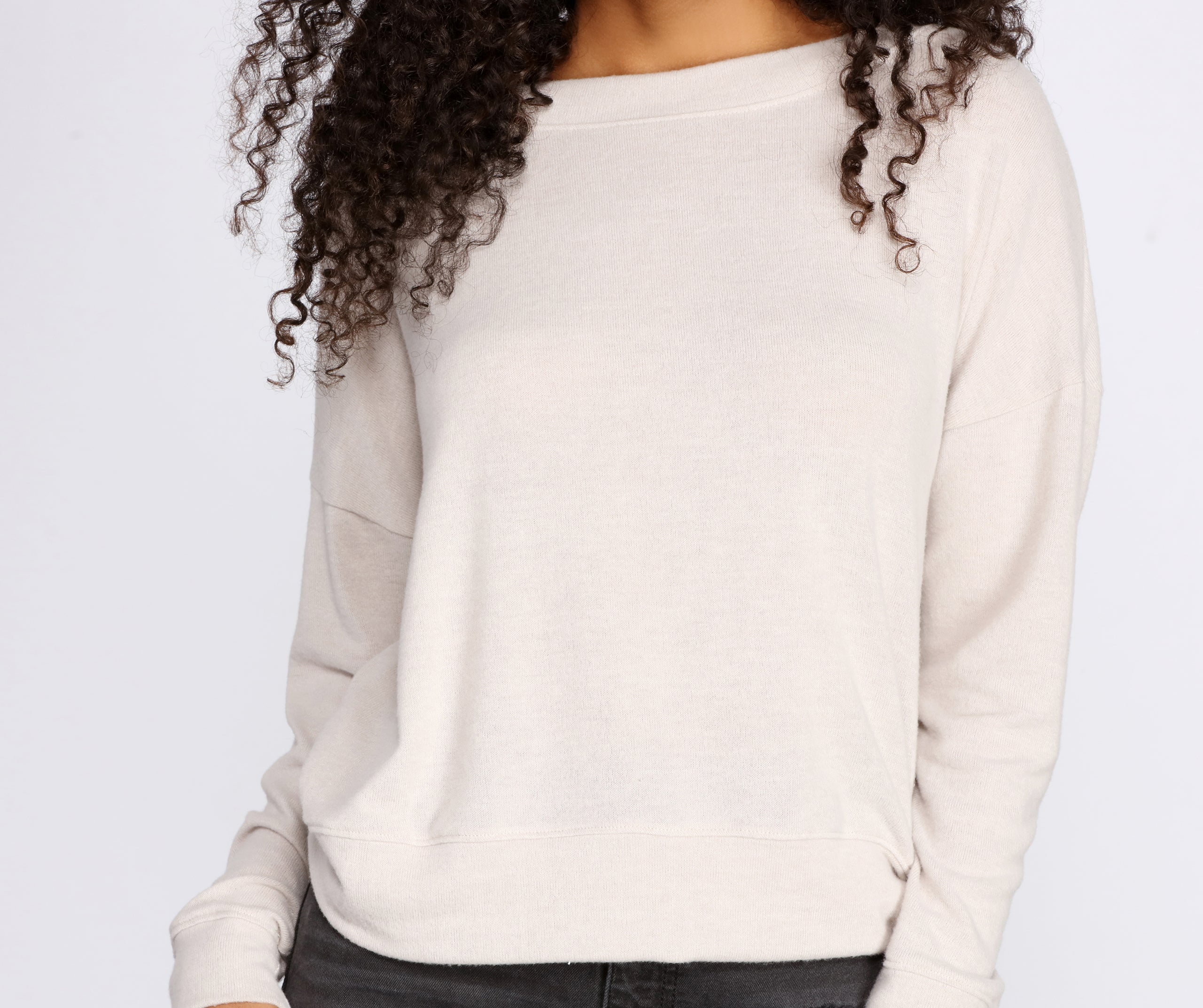 Brushed Knit Boat Neck Pullover