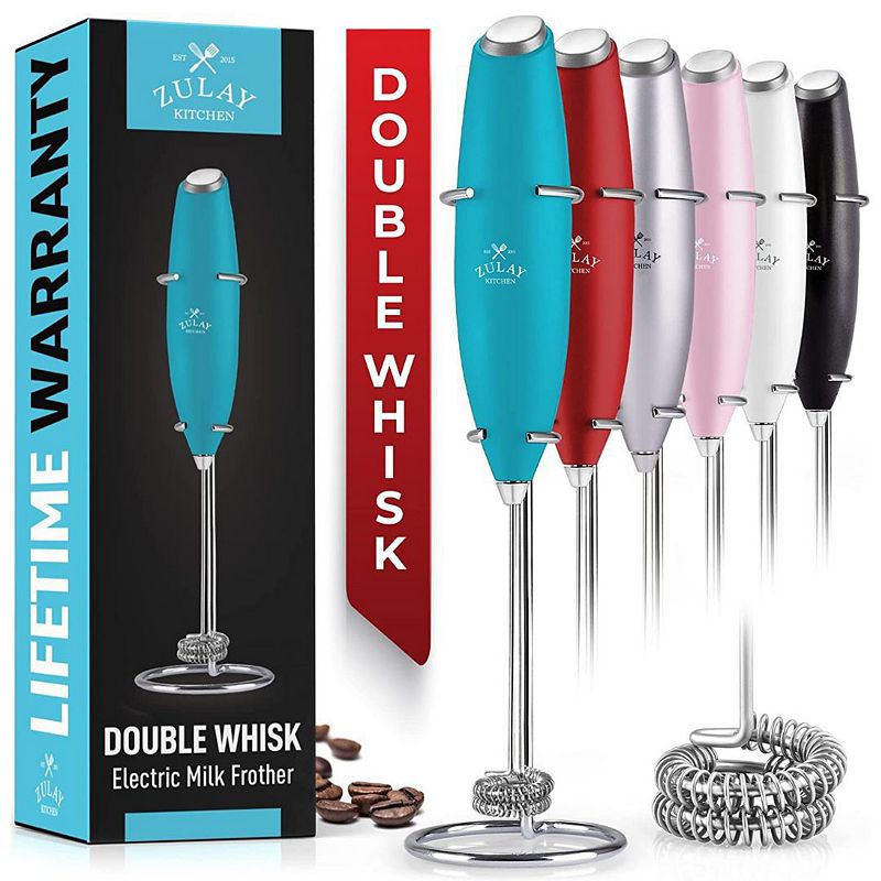 Double Whisk Milk Frother With Stand