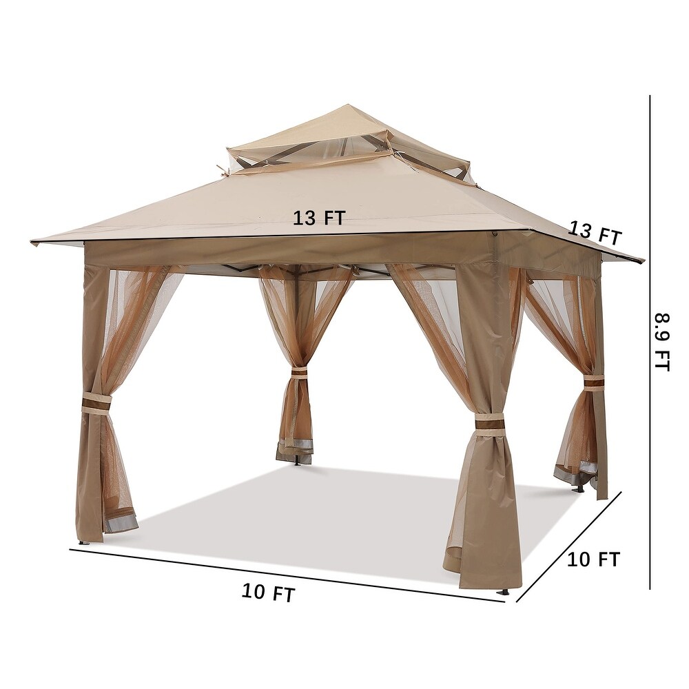 13' x 13' Patio Gazebo Outdoor Pop Up Gazebo with Mesh Walls