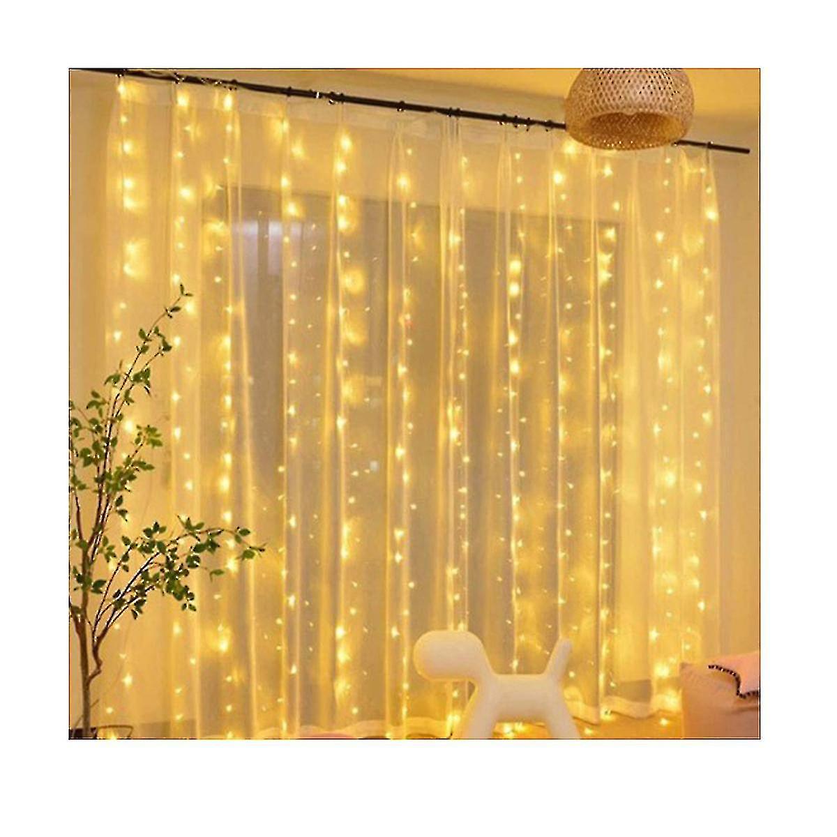 Led Light Curtain， Usb Light Chain Curtain， 8 Modes With Remote Control， Light Chain For Bedroom， In