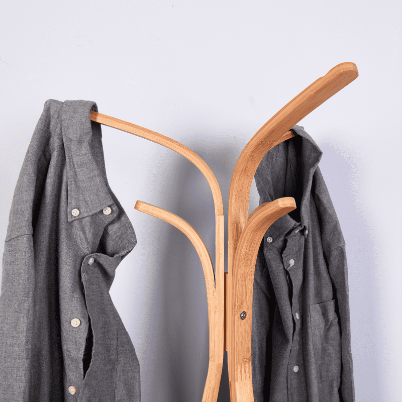 SUGIFT Bamboo Coat Rack with Storage Rack Living Room Bedroom Φ15.1 x 66.9 inch