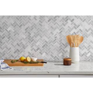 MSI Bergamo Herringbone 12 in. x 12 in. Polished Marble Floor and Wall Tile (0.94 sq. ft.Each) BERGAMO-HB