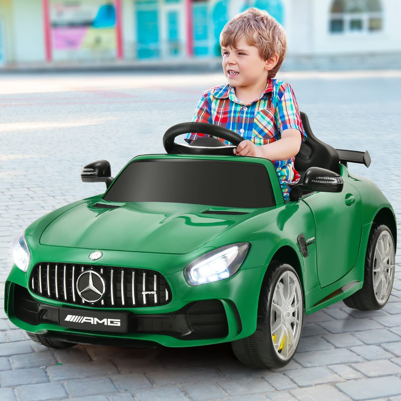 Costzon Ride on Car, 12V Licensed Mercedes Benz GTR Kids Car to Drive