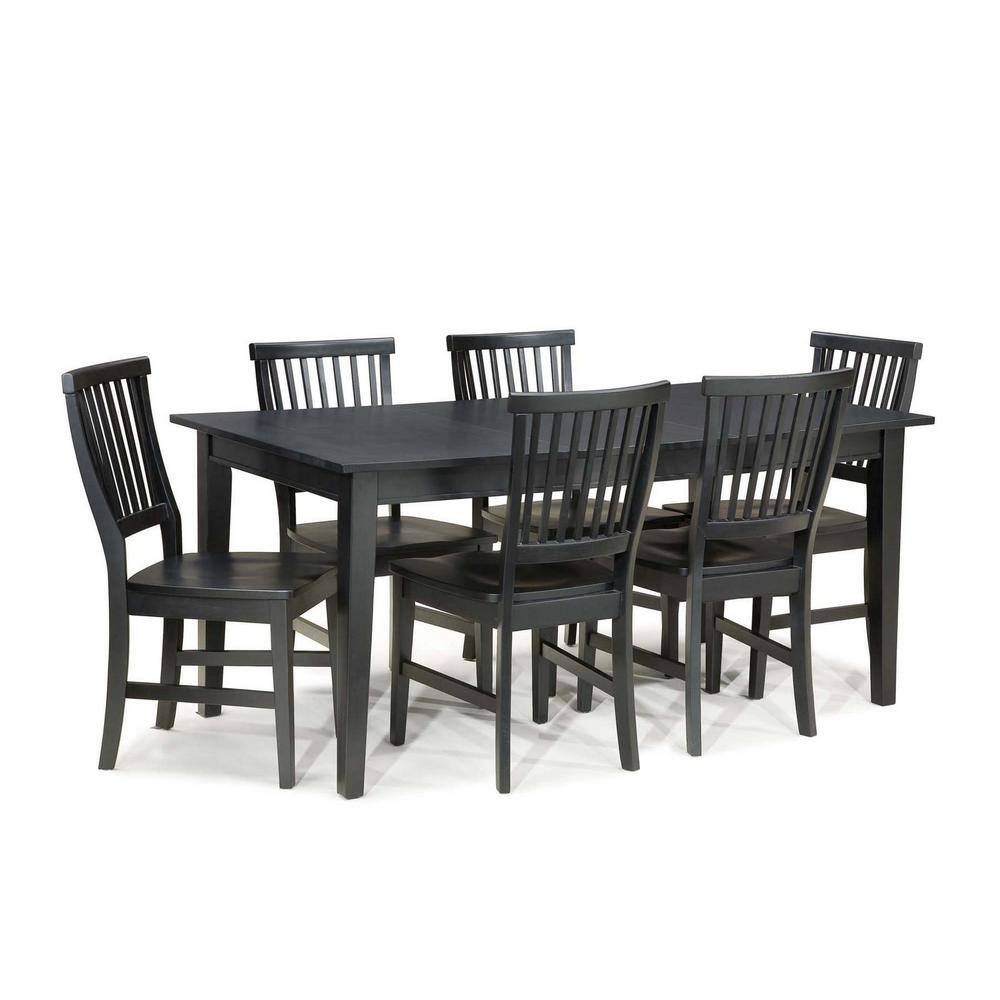 HOMESTYLES Arts and Crafts 7-Piece Black Rectangular Dining Set 5181-319