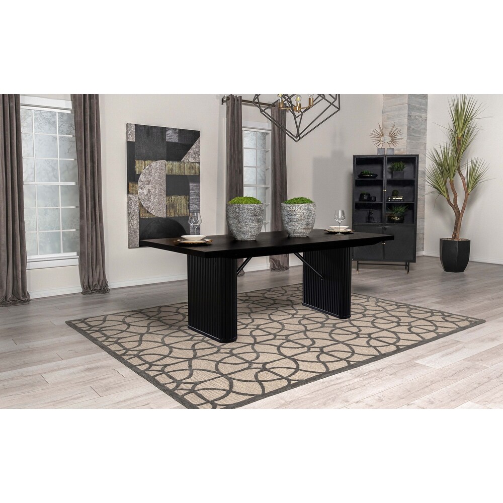 Coaster Furniture Catherine Rectangular Double Pedestal Dining Table Black   83.50'' x 41.75'' x 30.00''