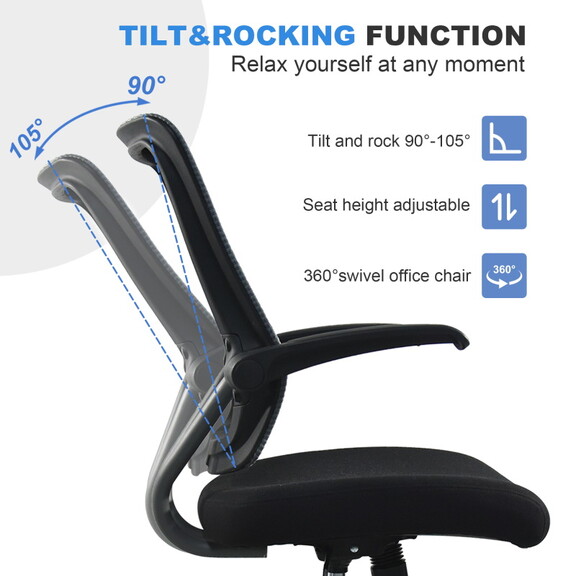 Mid task office chair with flip up arms  tilt angl...