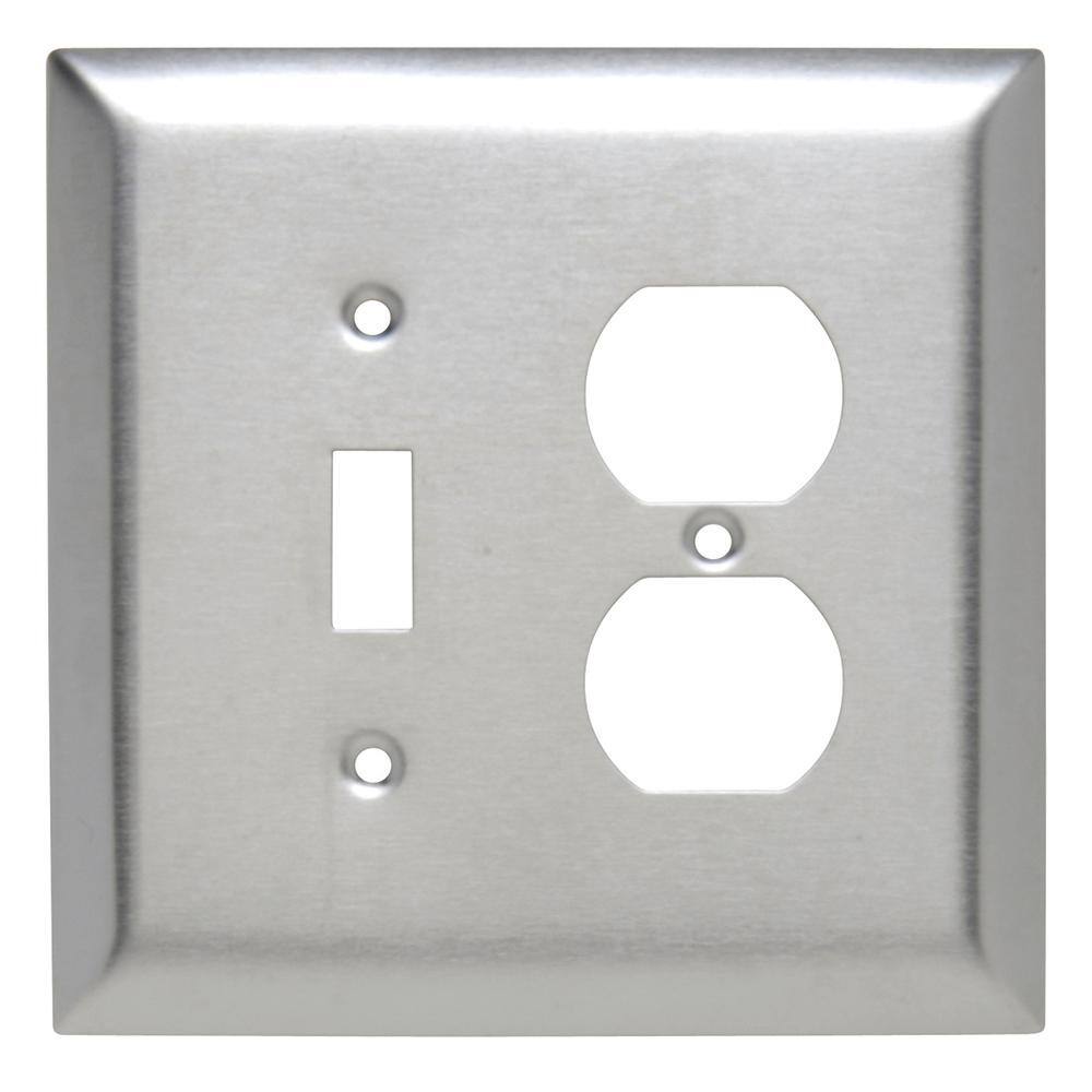 Legrand Pass  Seymour 302304 SS 2 Gang 1 Toggle 1 Duplex Oversized Wall Plate Stainless Steel (1-Pack) SSO18