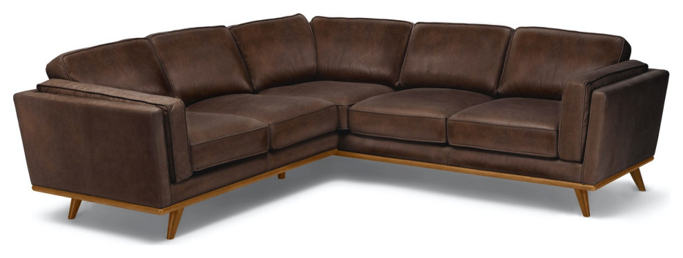 Macadamia Sectional Leather Sofa  Bark   Midcentury   Sectional Sofas   by Primitive Collections  Houzz