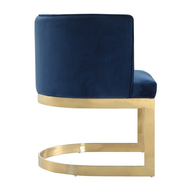 Aura Royal Blue and Polished Brass Velvet Dining Chair