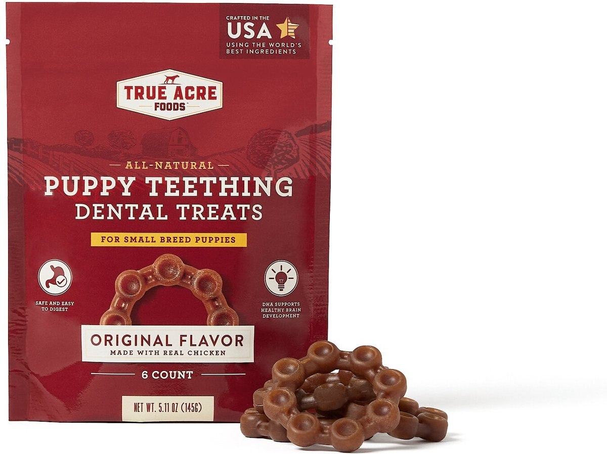 True Acre Foods All-Natural Puppy Dental Teething Ring Original Flavor Dental Dog Treat