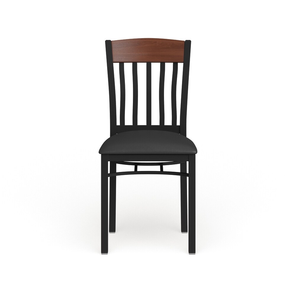 Vertical Back Metal and Wood Restaurant Chair with Vinyl Seat   17\