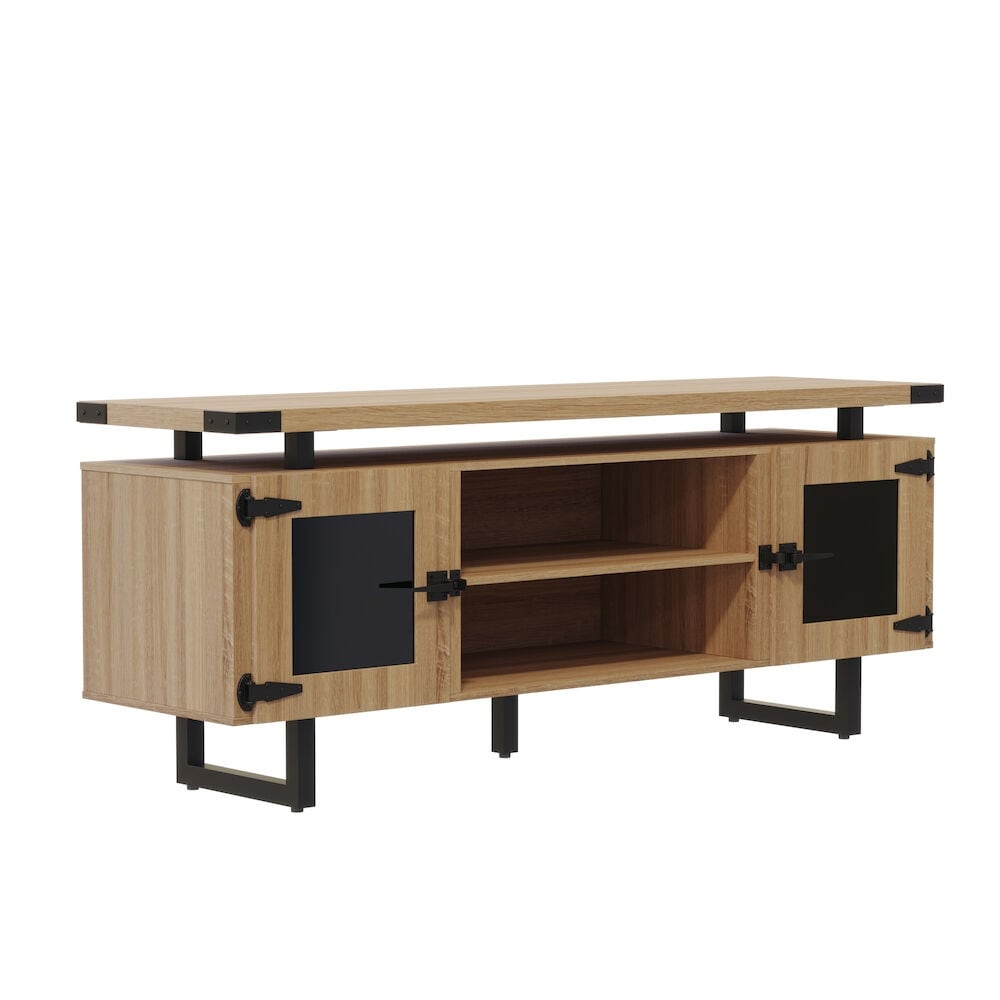 Low Wall Entertainment Center  TV Stand  Media Storage Cabinet