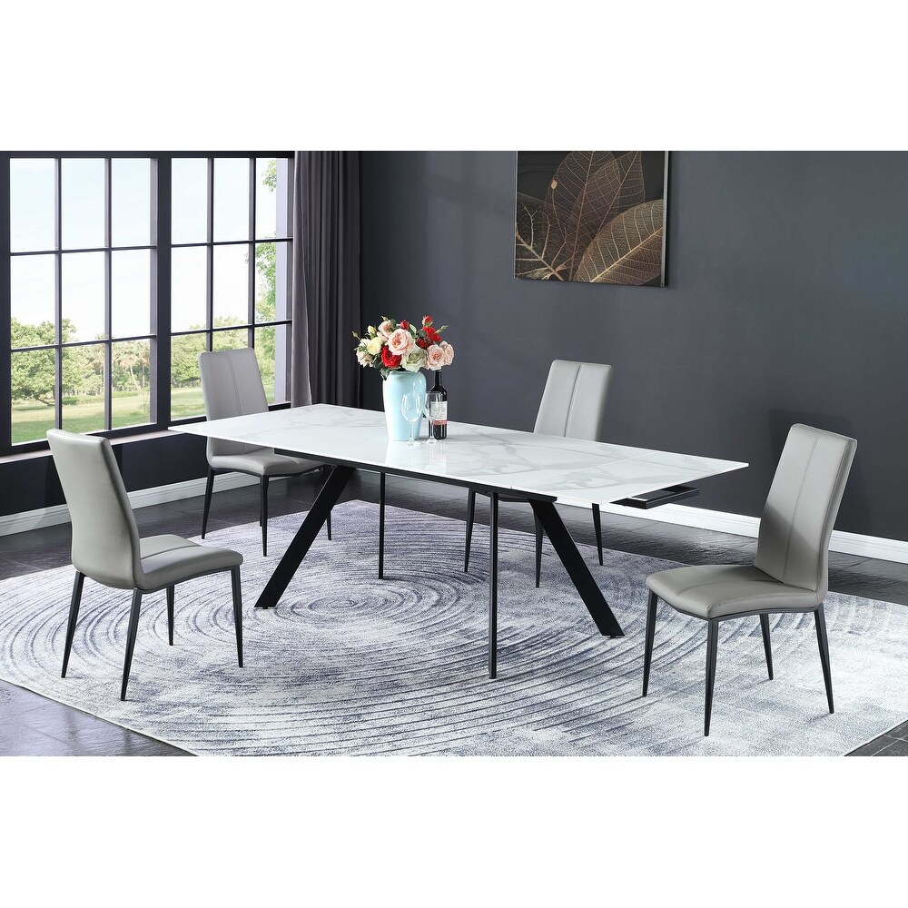 Somette Extendable Dining Table with Steel Four legged Base