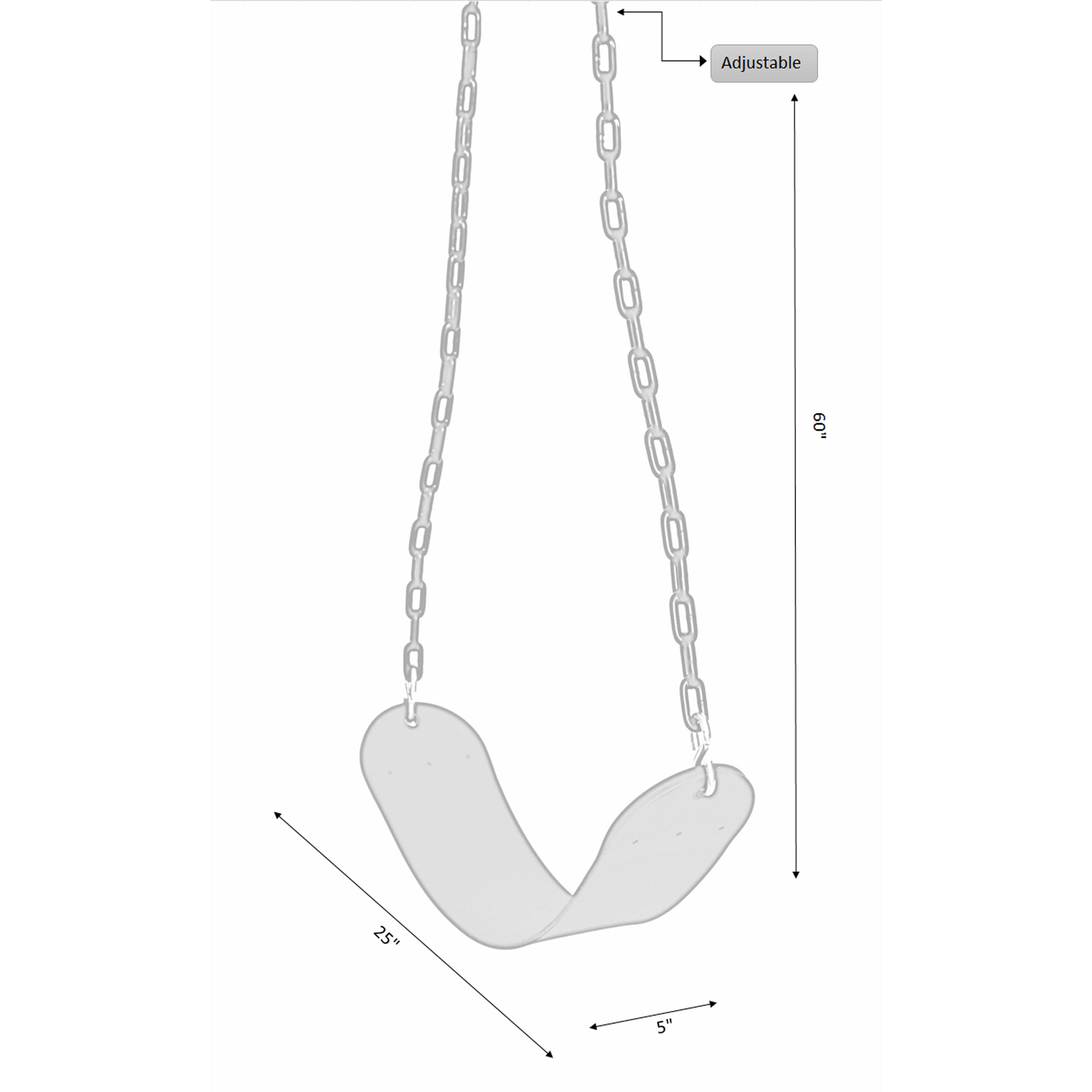 Heavy Duty Flexible Green Belt Swing with Coated Metal Chain