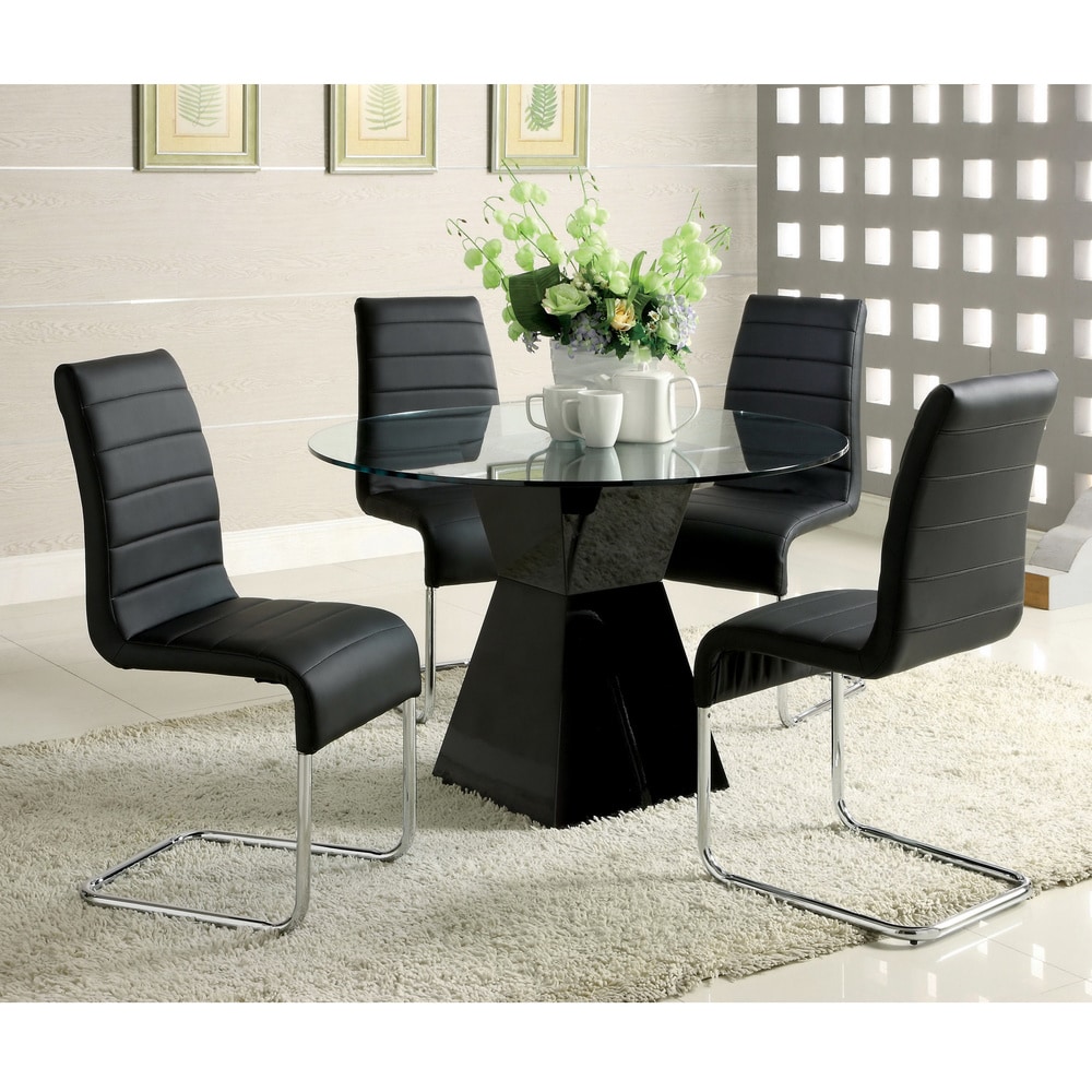 Hann Modern Black 5 Piece High Gloss Dining Set by Furniture of America