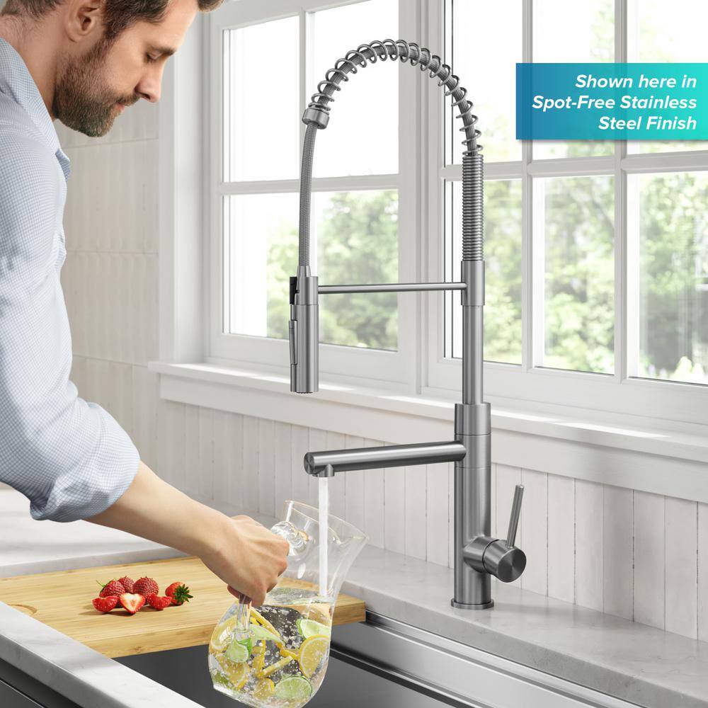 KRAUS Artec Pro Pull-Down Single Handle Kitchen Faucet with Pot Filler in Matte Black  Spot Free Black Stainless Steel KPF-1604MBSFSB