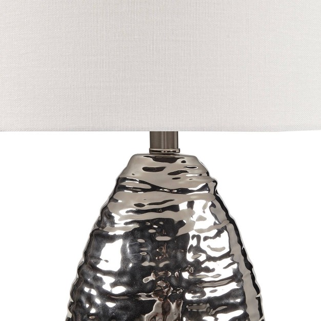 Livy Ceramic Table Lamp Silver Base white Shade Hampton Hill