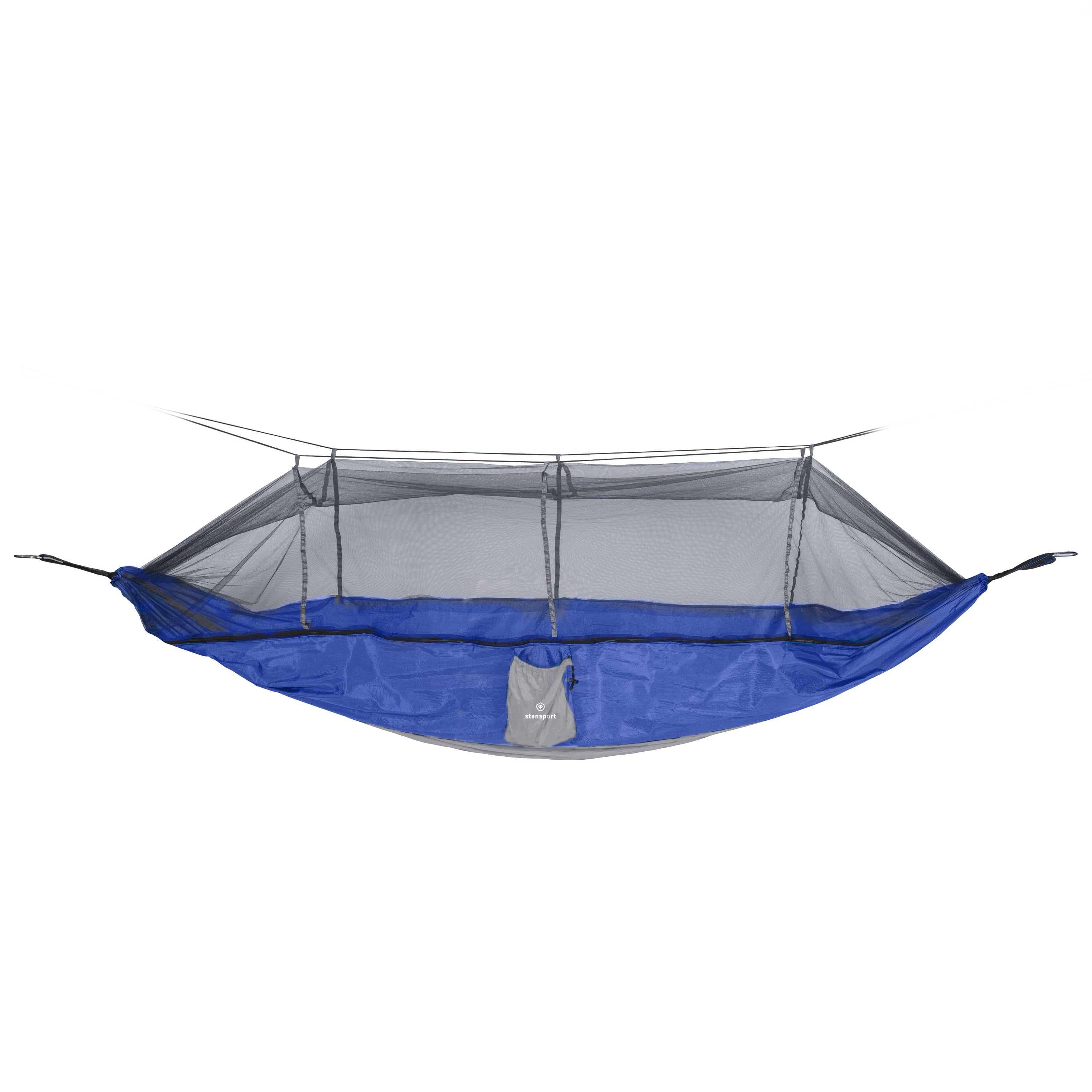 Stansport Packable Nylon Hammock with Mosquito Netting - Blue - 102” length x 54” width - Camping Outdoors