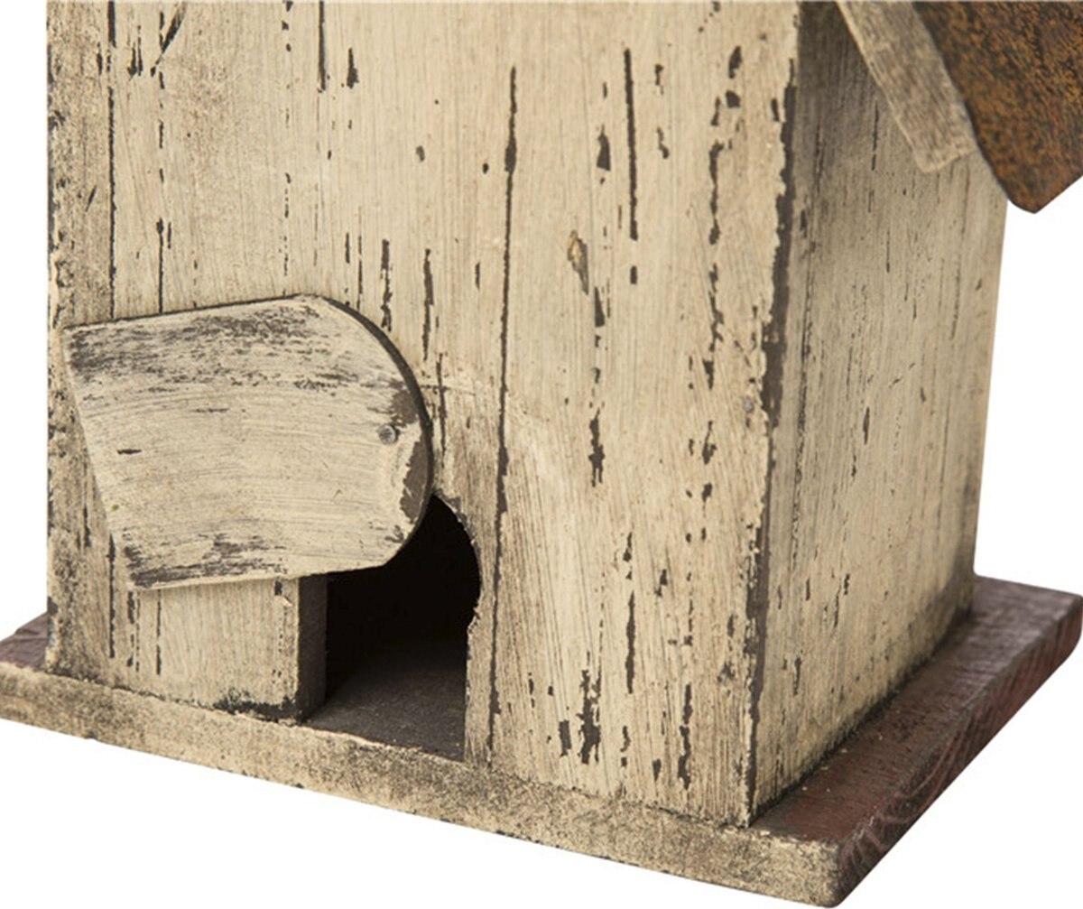 Glitzhome Distressed Wooden Bird House， 13.90-in