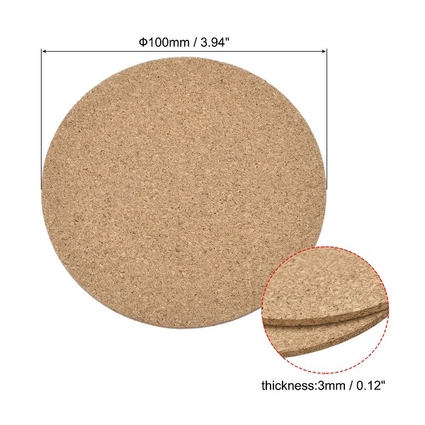 100mm Round Coasters 3mm Thick Cork Cup Mat Pad for Tableware 20pcs - Wood