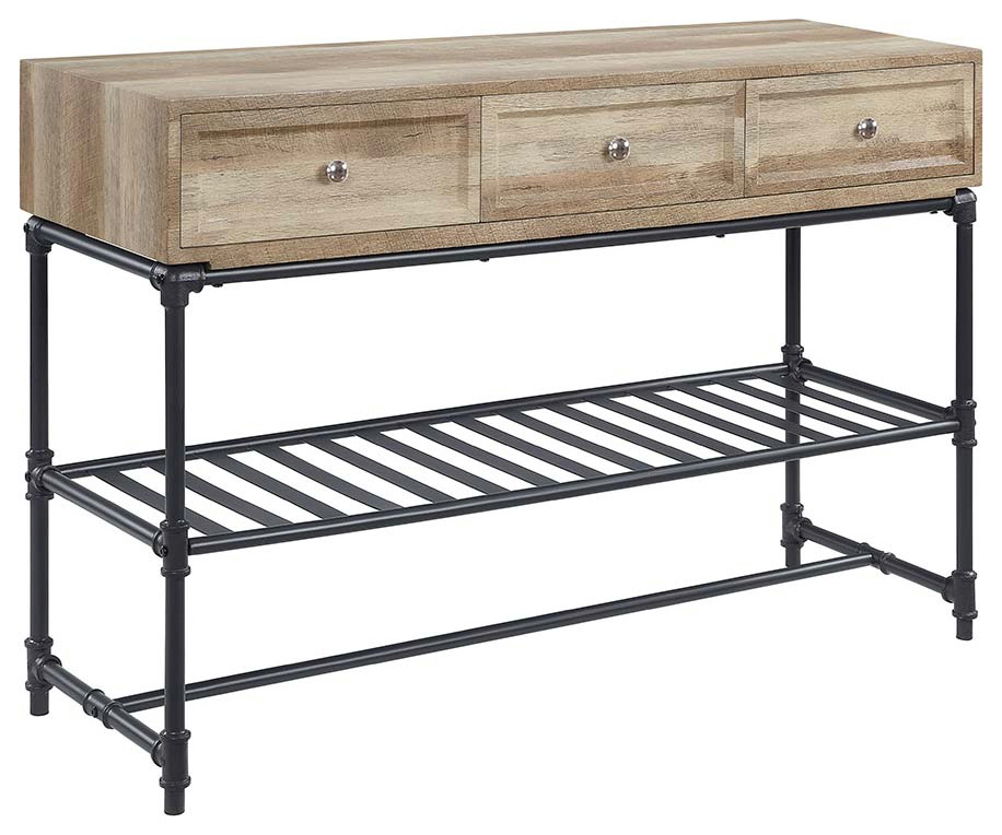 Acme Brantley sofa Table Oak and Sandy Black Finish LV00750   Industrial   Console Tables   by AMOC  Houzz