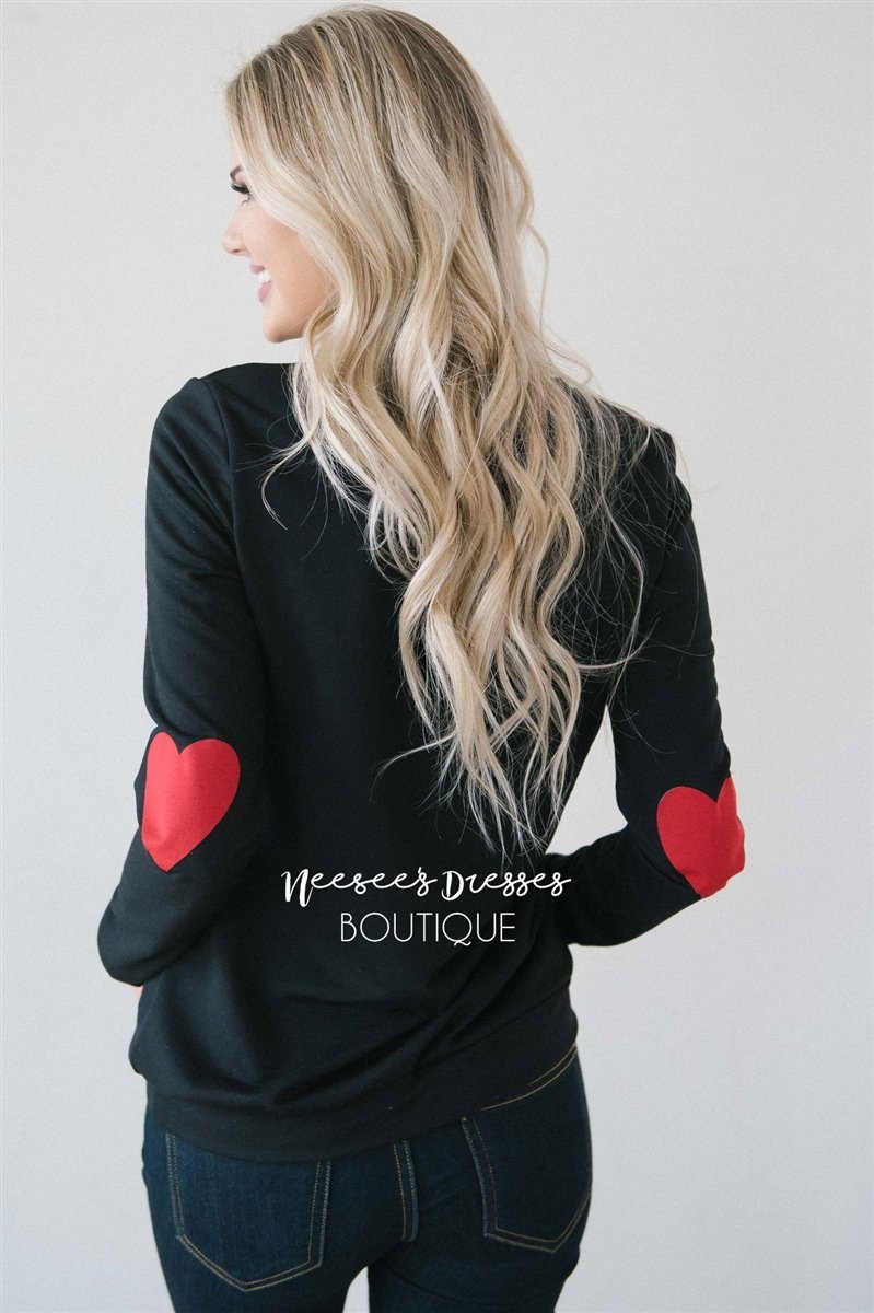 Heart Elbow Patch Sweater