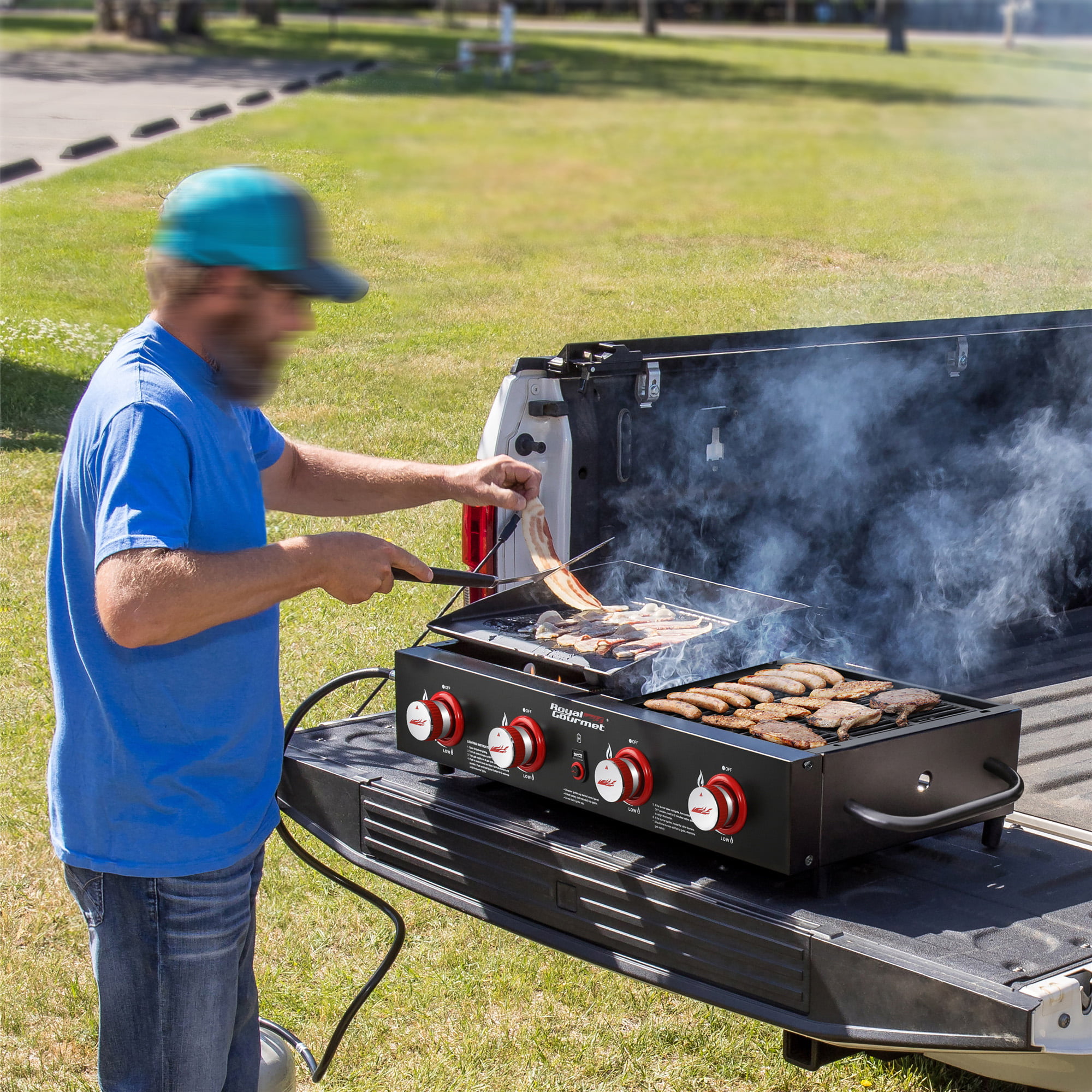 Royal Gourmet 4-Burner GD4002T Portable Gas Grill and Griddle Combo， 40000 BTU