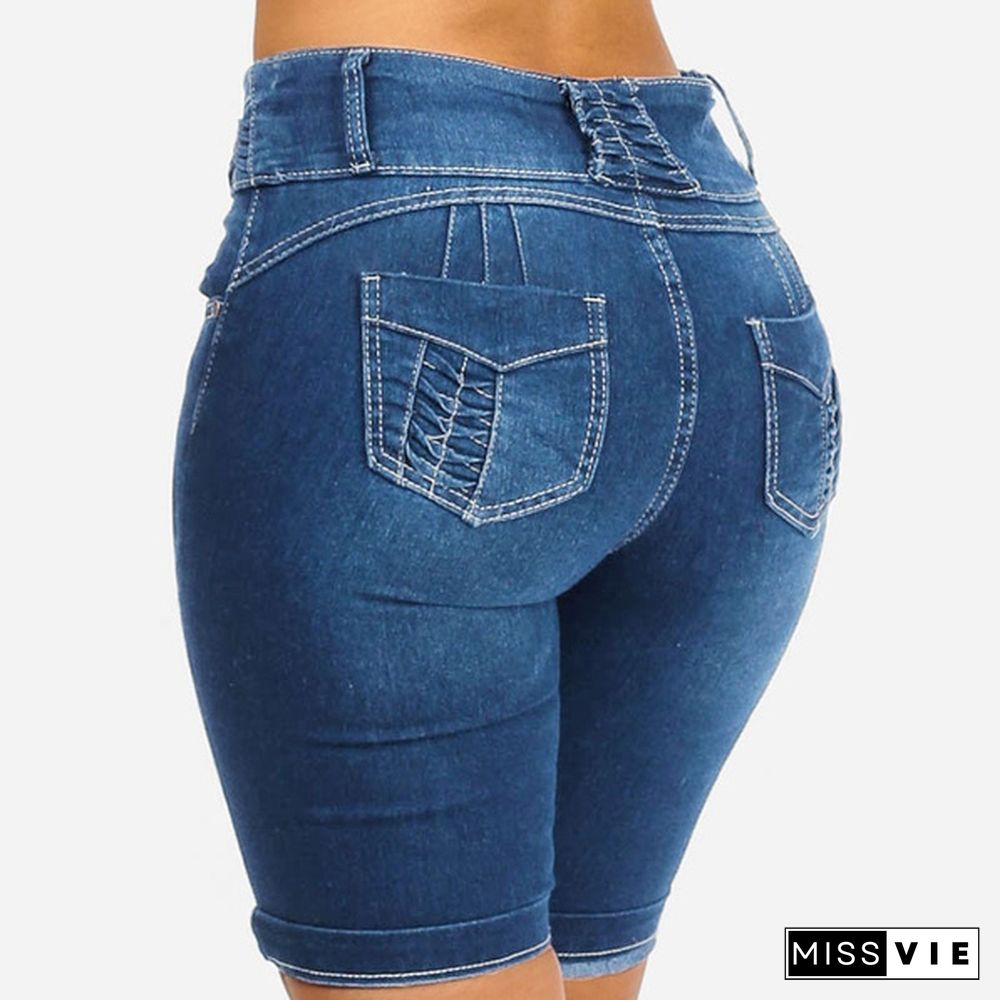 Summer Women Fashion Short Denim Pants Casual Slim Fit Short Pants Ladie Skinny Shorts Plus Size Blue Jean Leggings S-5XL