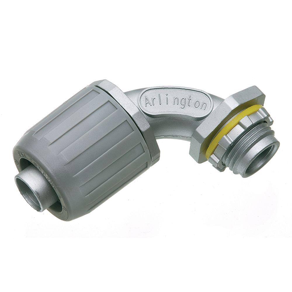 Arlington Industries SNAP2IT 12 in. 90-Degree Liquid-Tight Push-On Connector (Single Pack) LT905-1