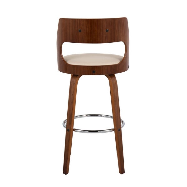 Lumisource Cecina Barstool Walnut and Cream Leather - Set of 2 - 20